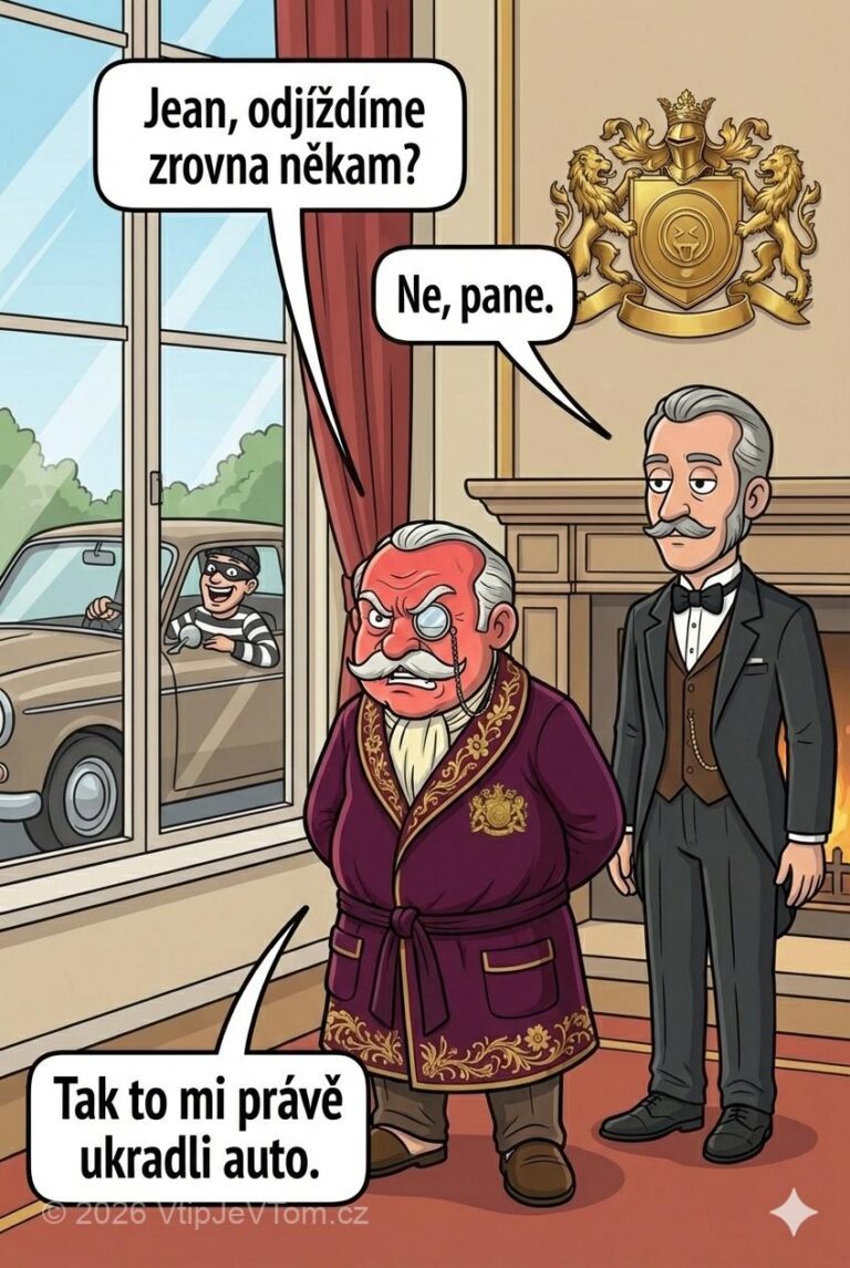 Auto Lorda Magnuse jde na projížďku Auto Lorda Magnuse jde na projížďku - Lord Magnus: "Jean, odjíždíme zrovna někam? Jean: "Ne, pane." Lord...