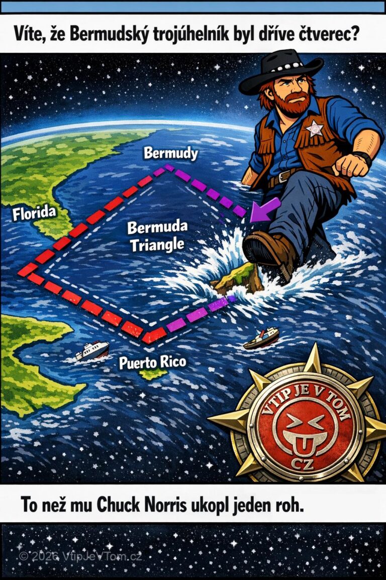 Chuck Norris a Bermudský trojúhelník - Víte, že Bermudský trojúhelník byl dříve čtverec? To než mu...