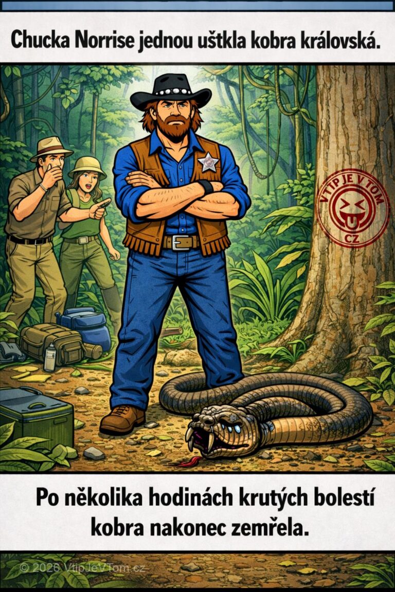 Chuck Norris a kobra královská - Chucka Norrise jednou uštkla kobra královská. Po několika hodinách krutých...