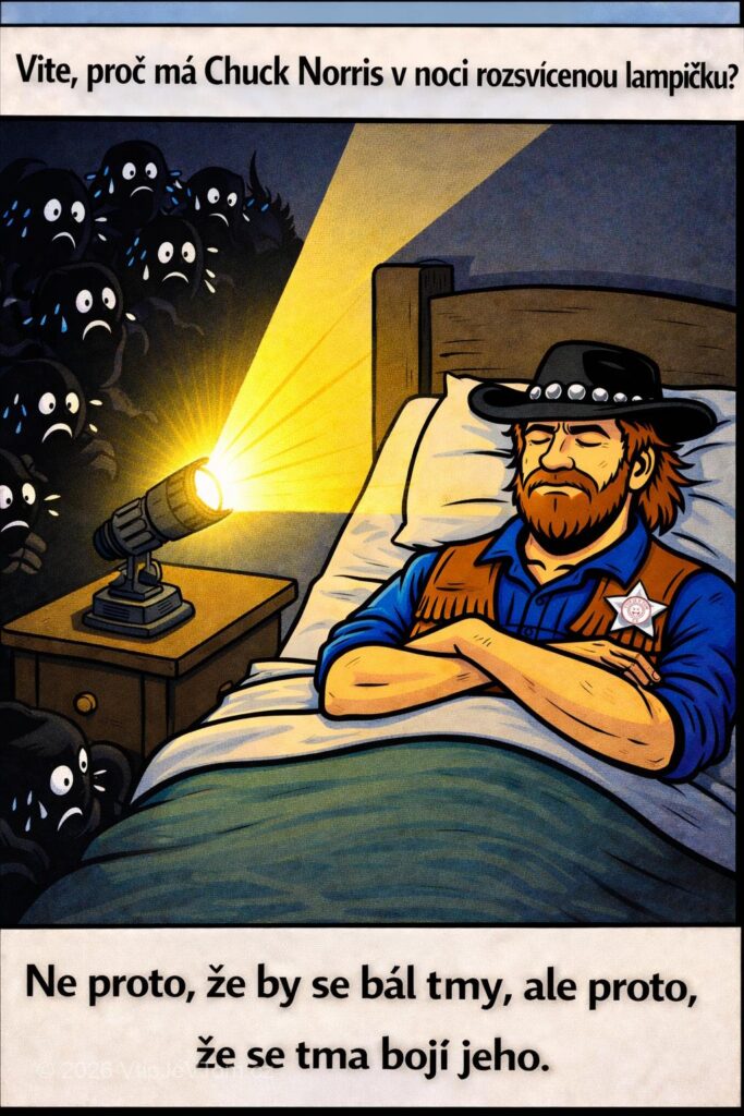 Chuck Norris a lampička Chuck Norris a lampička - Víte, proč má Chuck Norris v noci rozsvícenou lampičku?Ne proto,...