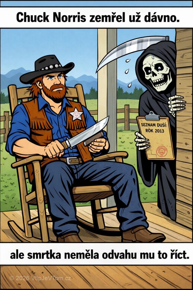 Chuck Norris a smrt Chuck Norris a smrt - Chuck Norris zemřel už dávno, ale smrtka neměla odvahu mu...