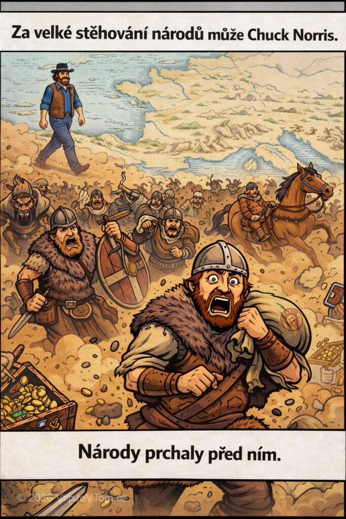 Chuck Norris a velké stěhování národů - Za velké stěhování národů může Chuck Norris. Národy prchaly před...