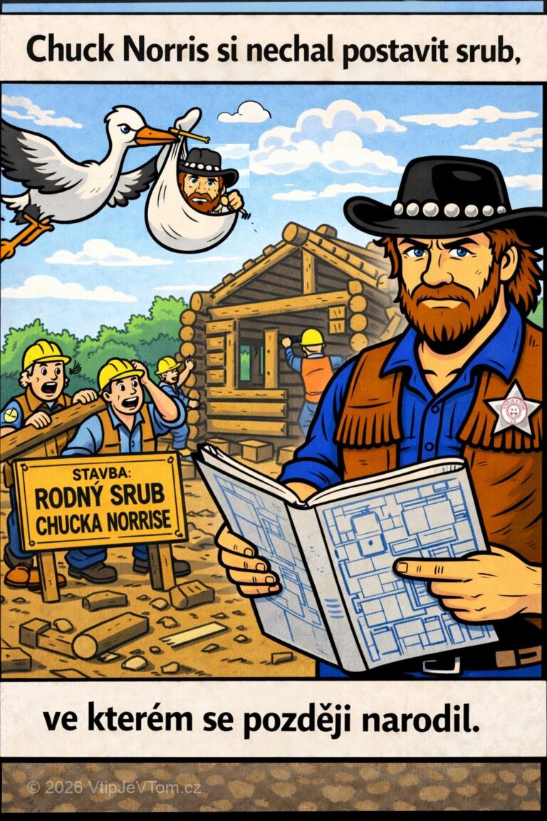 Chuck Norris dělá stavební dozor - Chuck Norris si nechal postavit srub, ve kterém se později...