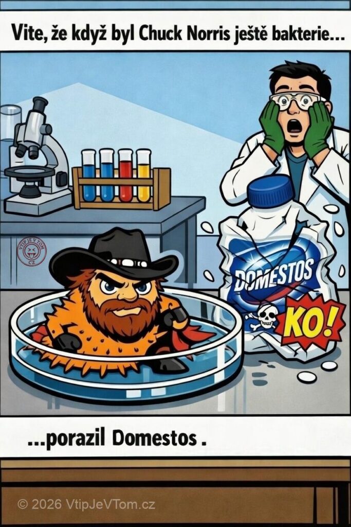 Chuck Norris jako bakterie - Víte, že když byl Chuck Norris ještě bakterie, porazil Domestos?