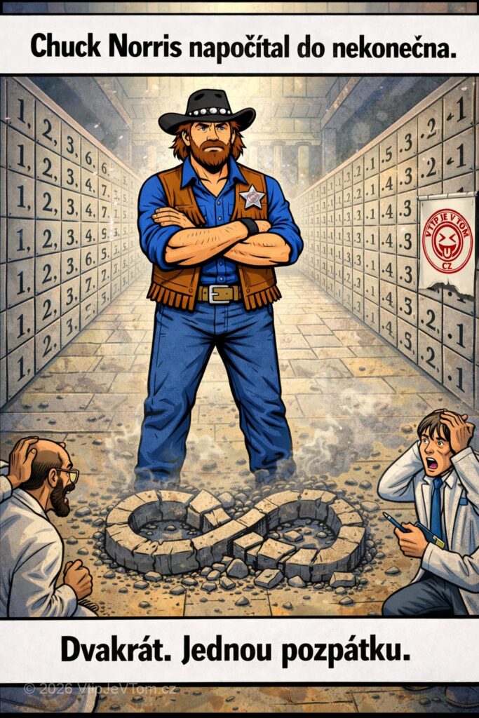 Chuck Norris počítá do nekonečna - Chuck Norris napočítal do nekonečna. Dvakrát. Jednou pozpátku!