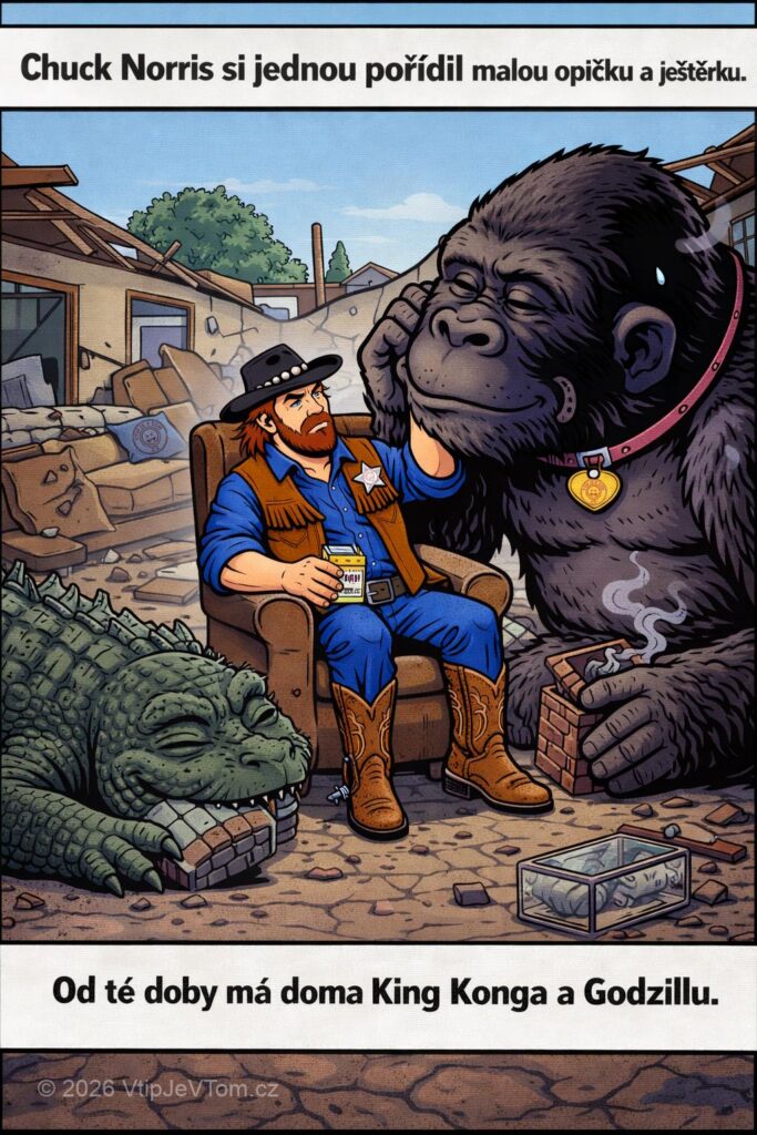 Chuck Norris si pořídil domácí mazlíčky Chuck Norris si pořídil domácí mazlíčky - Chuck Norris se jednou rozhodl, že si pořídí domácí mazlíčky,...