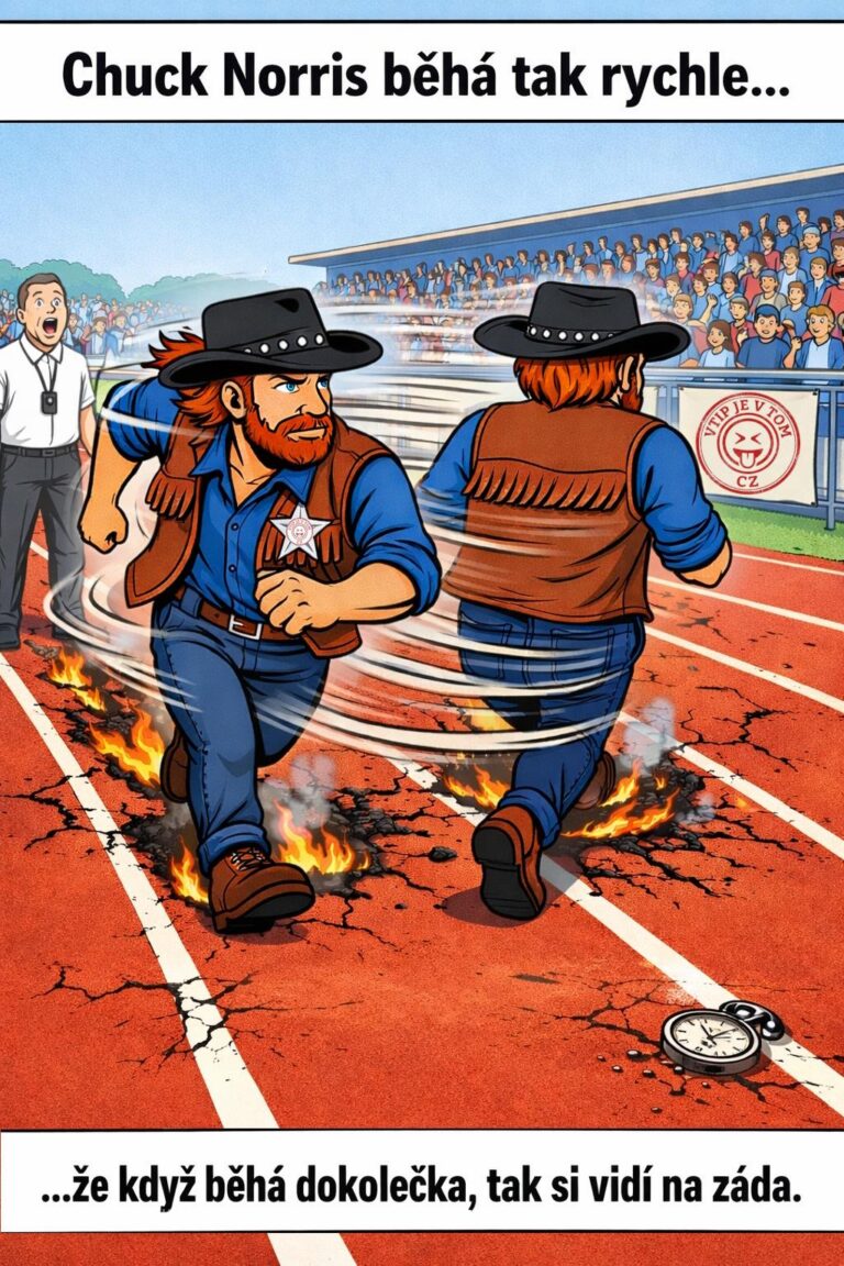 Chuck Norris umí běhat rychle Chuck Norris umí běhat rychle - Chuck Norris umí běhat tak rychle, že když běhá dokolečka,...