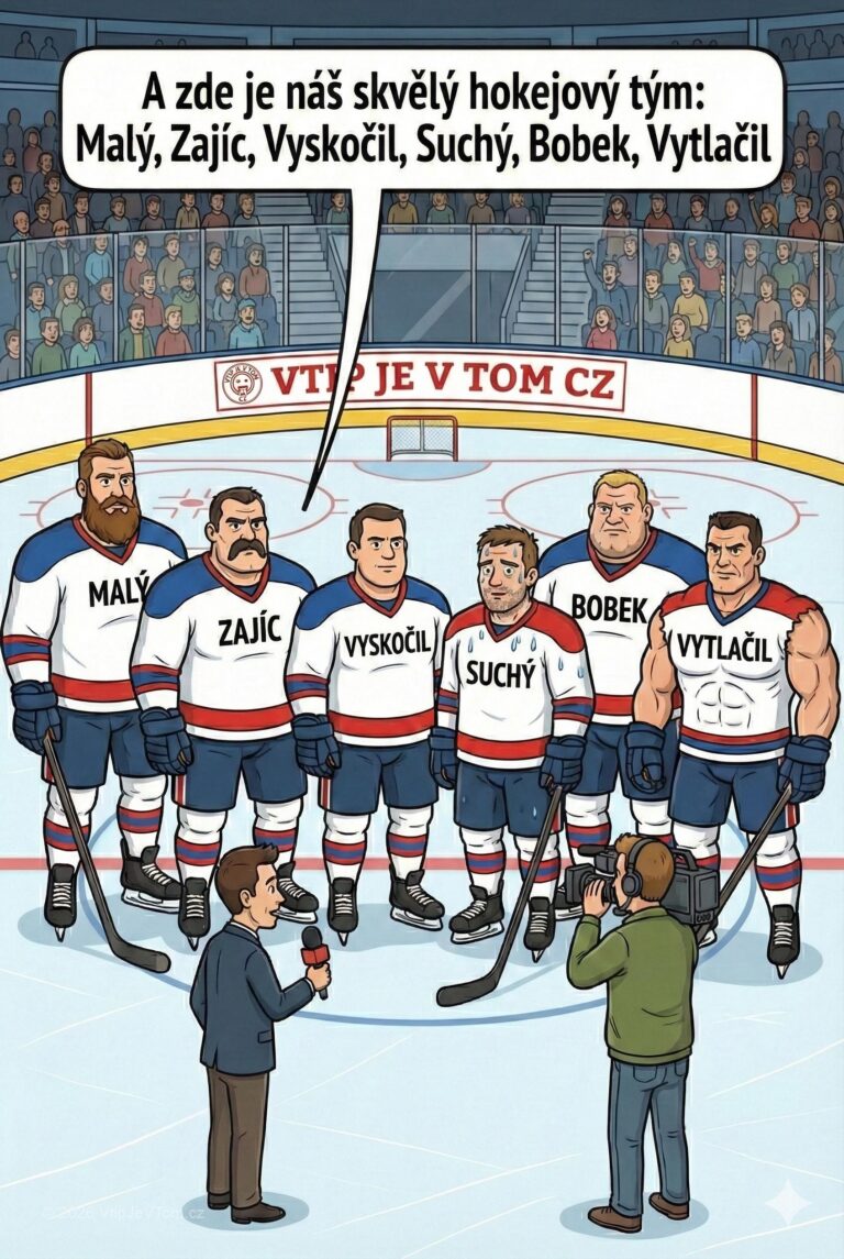 Hokejový tým snů Hokejový tým snů - Reportér představuje hokejové mužstvo připravující se na zápas: "Malý, Zajíc,...