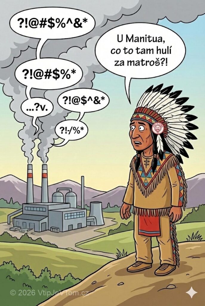 Kouřové signály Kouřové signály - Zmatený indián se dívá na kouř vycházející z nedaleké továrny...