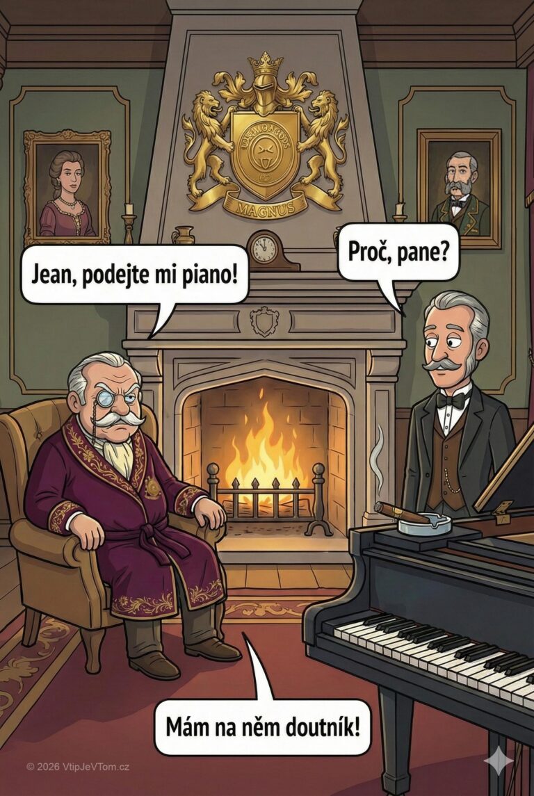 Lord Magnus chce podat piáno Lord Magnus chce podat piáno - Lord Magnus: "Jean, podejte mi piáno!"Jean: "Proč, pane?"Lord Magnus: "Mám...