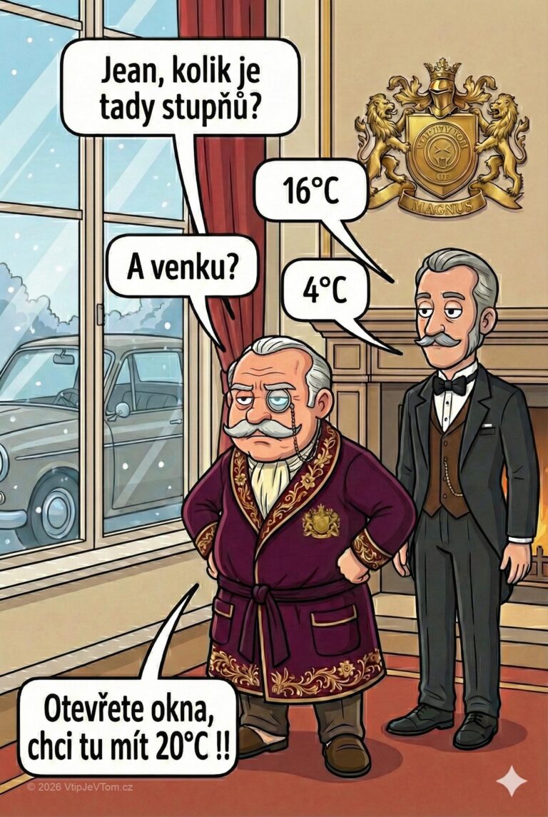 Lord Magnus chce zvýšit teplotu Lord Magnus chce zvýšit teplotu - Lord Magnus: "Jean, kolik je tady stupňů?"Jean:" 16°C"Lord Magnus: "A...