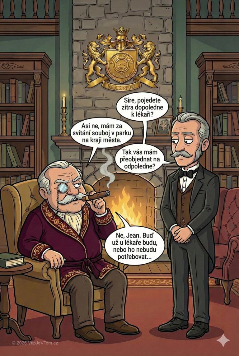 Lord Magnus má jít k lékaři - Jean: „Sire, pojedete dnes dopoledne k lékaři?“Lord Magnus" „Asi ne,...