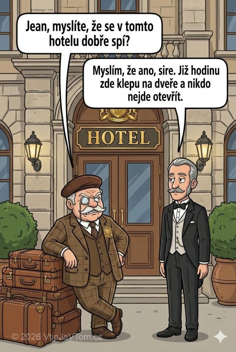 Lord Magnus se chce ubytovat - Lord Magnus: "Jean, myslíte, že se v tomto hotelu dobře...