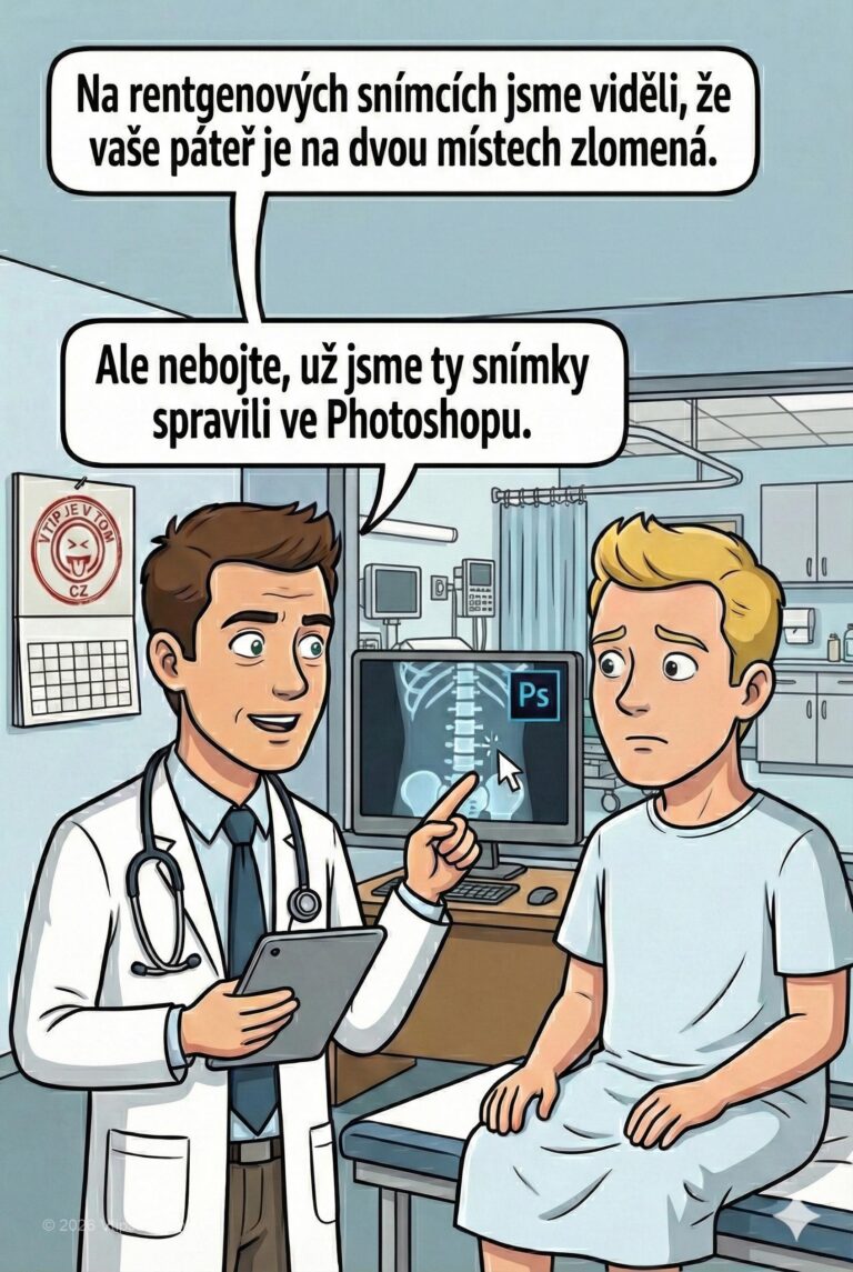 Moderní doktor spravuje páteř - Doktor promlouvá k pacientovi: „Na rentgenových snímcích jsme viděli, že...