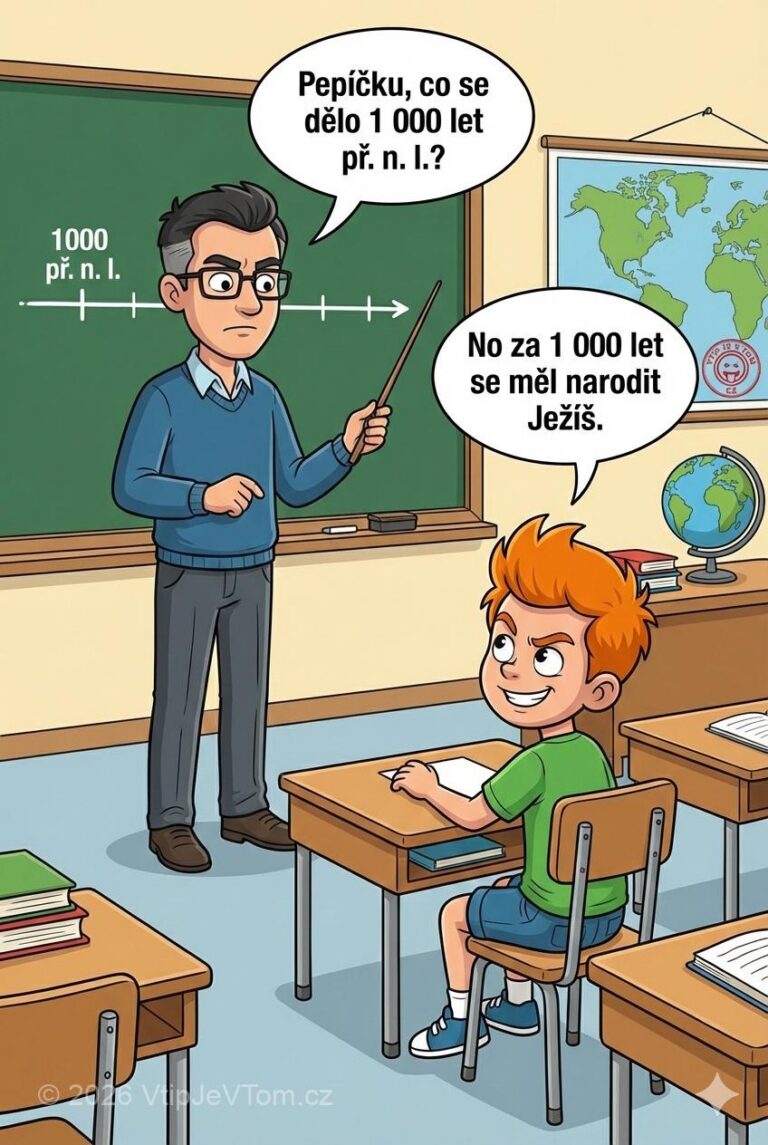 Pepíček a dějepis - Učitel: Pepíčku, co se dělo 1 000 let př. n....