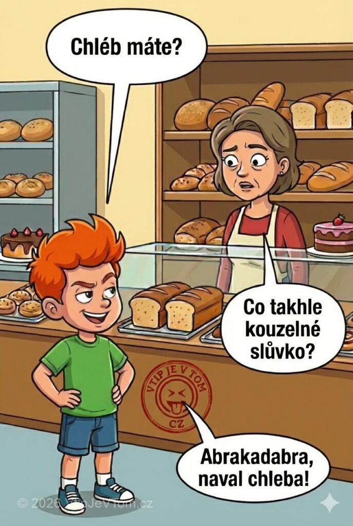 Pepíček a kouzelné slůvko - Přijde Pepíček do obchodu: „Chléb máte?“Prodavačka: „Co takhle kouzelné slůvko?“Pepíček...