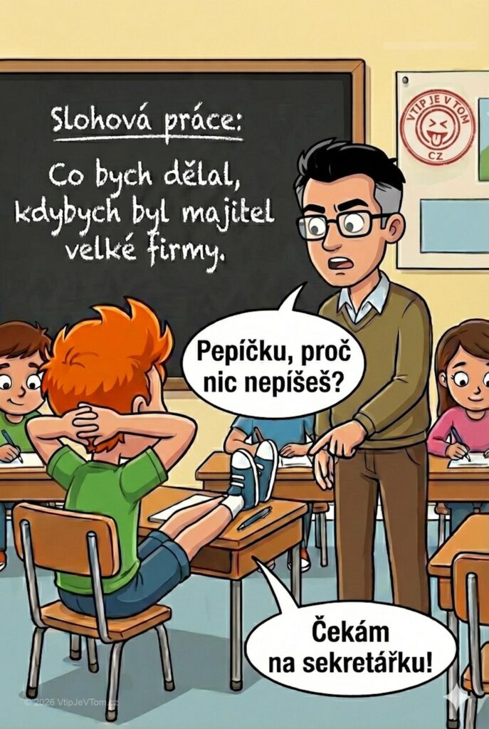 Pepíček a slohová práce Pepíček a slohová práce - Pan učitel zadává ve škole slohovou práci na téma: Co...