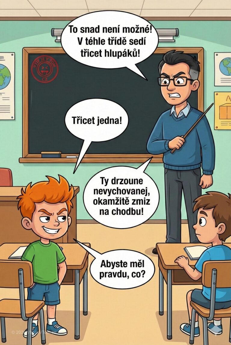 Pepíček a třída plná hlupáků - Učitel: „To snad není možné! V téhle třídě sedí třicet...