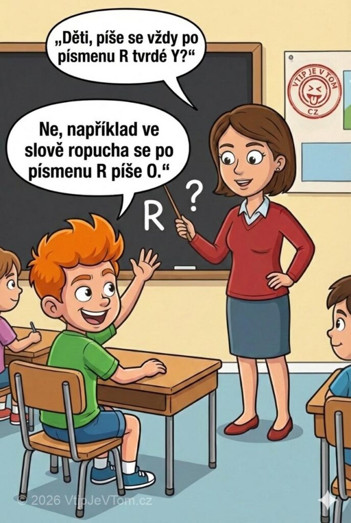 Pepíček a tvrdé Y - Paní učitelka se jednou ptá: „Děti, píše se vždy po...