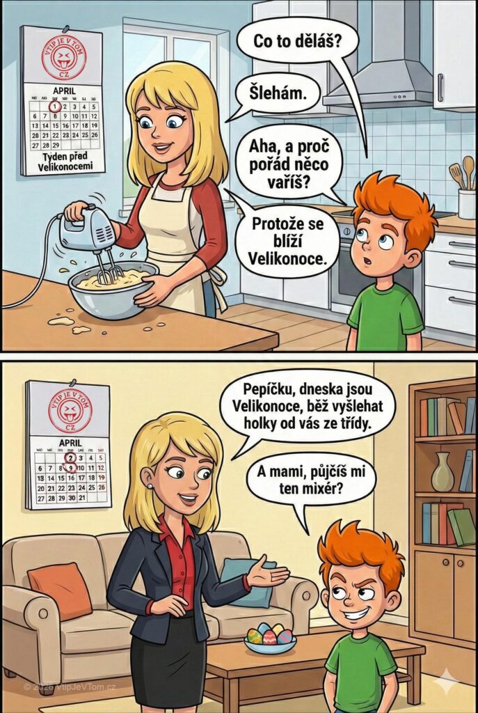 Pepíček a velikonoce Pepíček a velikonoce - Jednoho dne maminka vaří a Pepíček se ptá: „Co to...