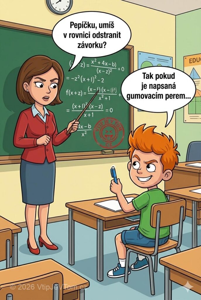 Pepíček a závorky Pepíček a závorky - Paní učitelka: „Pepíčku, umíš v rovnici odstranit závorku?“Pepíček: „Tak pokud...