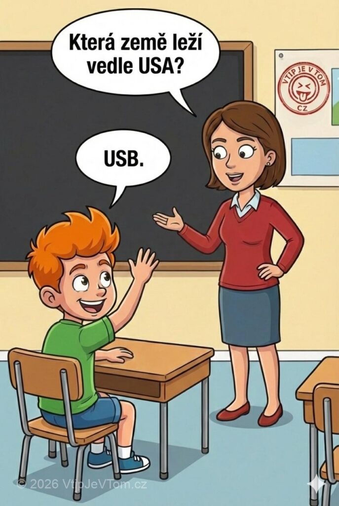Pepíček a zeměpis - Učitelka se ve škole ptá: „Která země leží vedle USA?”Přihlásí...