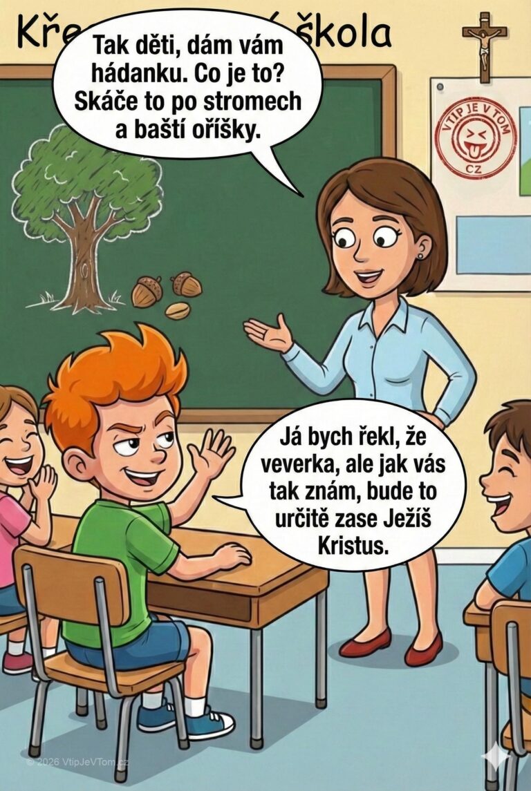 Pepíček v křesťanské škole Pepíček v křesťanské škole - V křesťanské škole se ptá učitelka dětí:„Tak děti, dám vám...