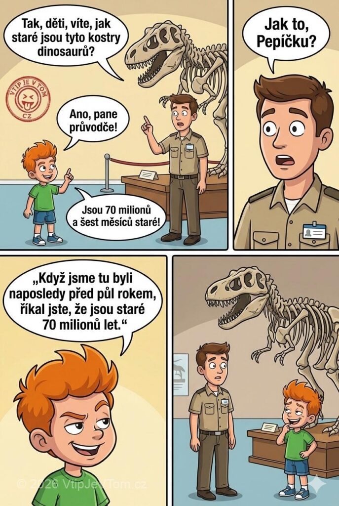 Pepíček v muzeu - Na návštěvě v muzeu se ptá průvodce dětí:„Tak, děti, víte,...