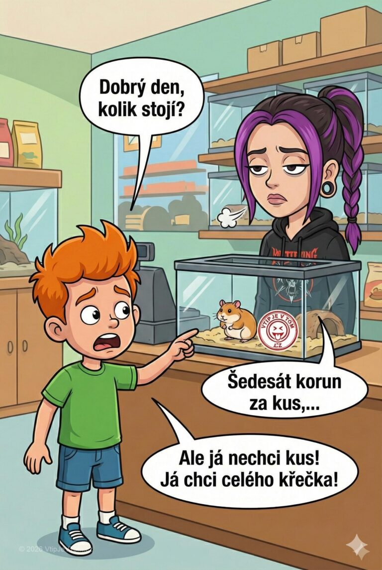 Pepíček ve zverimexu Pepíček ve zverimexu - Jde Pepíček do zverimexu koupit si křečka.„Dobrý den, kolik stojí?“...