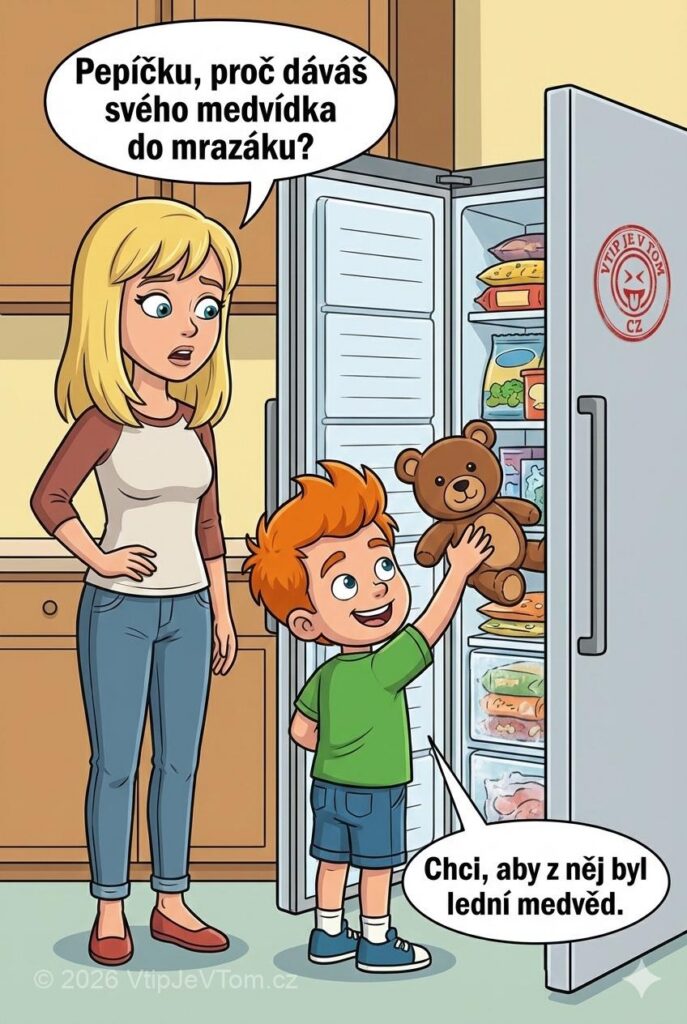 Pepíčkův plyšák Pepíčkův plyšák - Maminka: Pepíčku proč dáváš svého medvídka do mrazáku? Pepíček: "Chci...