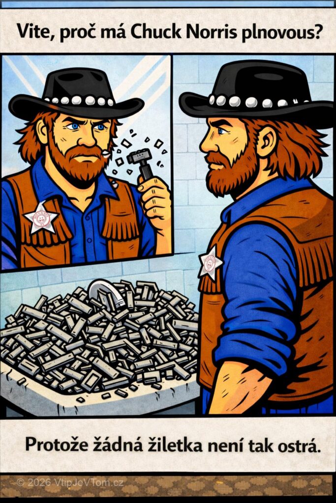 Plnovous Chucka Norrise - Víte, proč má Chuck Norris plnovous? Protože žádná žiletka není...