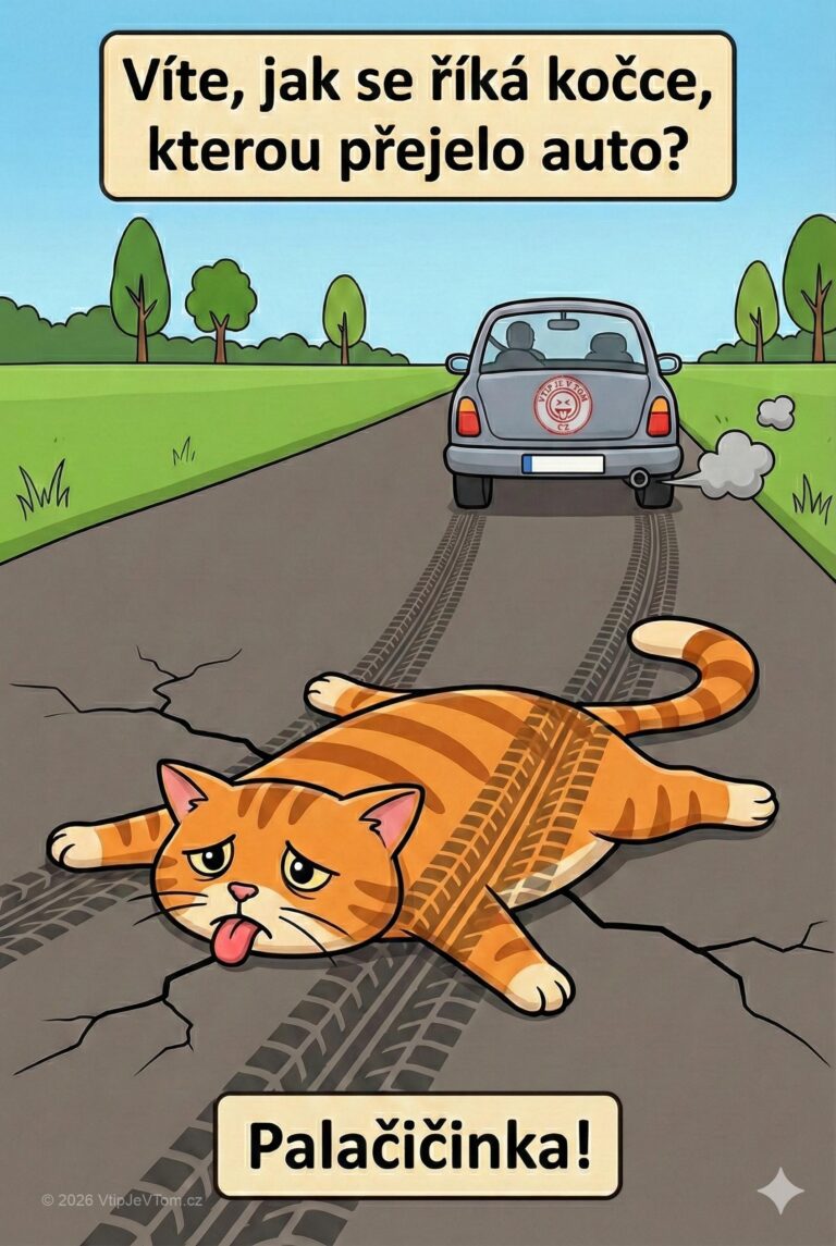 Přejetá kočička - Víte, jak se říká kočce, kterou přejelo auto?Palačičinka.