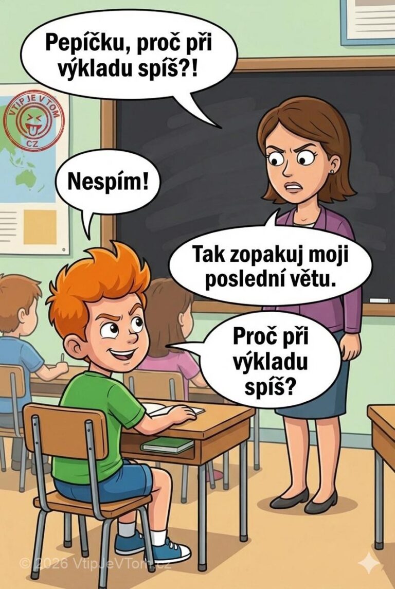 Spící Pepíček Spící Pepíček - Ve škole se paní učitelka zeptá Pepíčka: „Pepíčku, proč při...