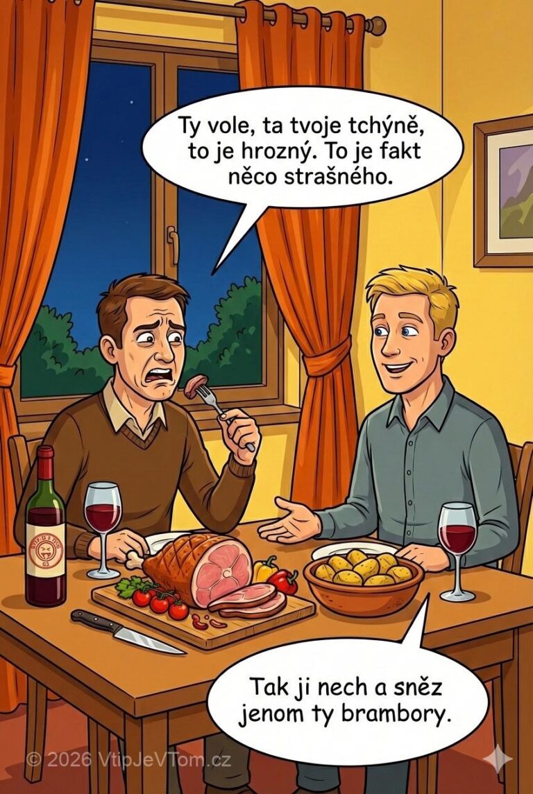 Večeře u kamaráda - Chlapík u kamaráda na večeři „Ty vole, ta tvoje tchýně,...
