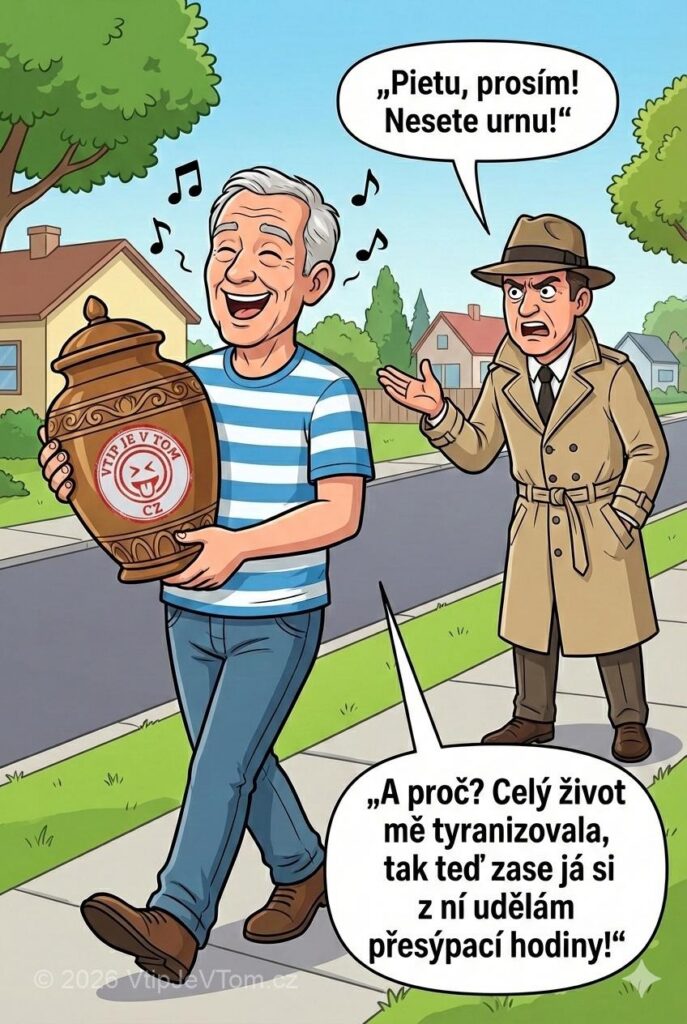 Veselá kopa s urnou - Jde muž, pod paží nese urnu a zpívá si na...