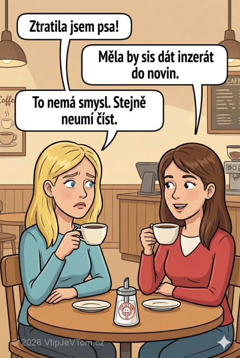 Blondýnka ztratila psa - Baví se dvě kamarádky. Blondýnka: „Ztratila jsem psa!“ Brunetka: „Měla...