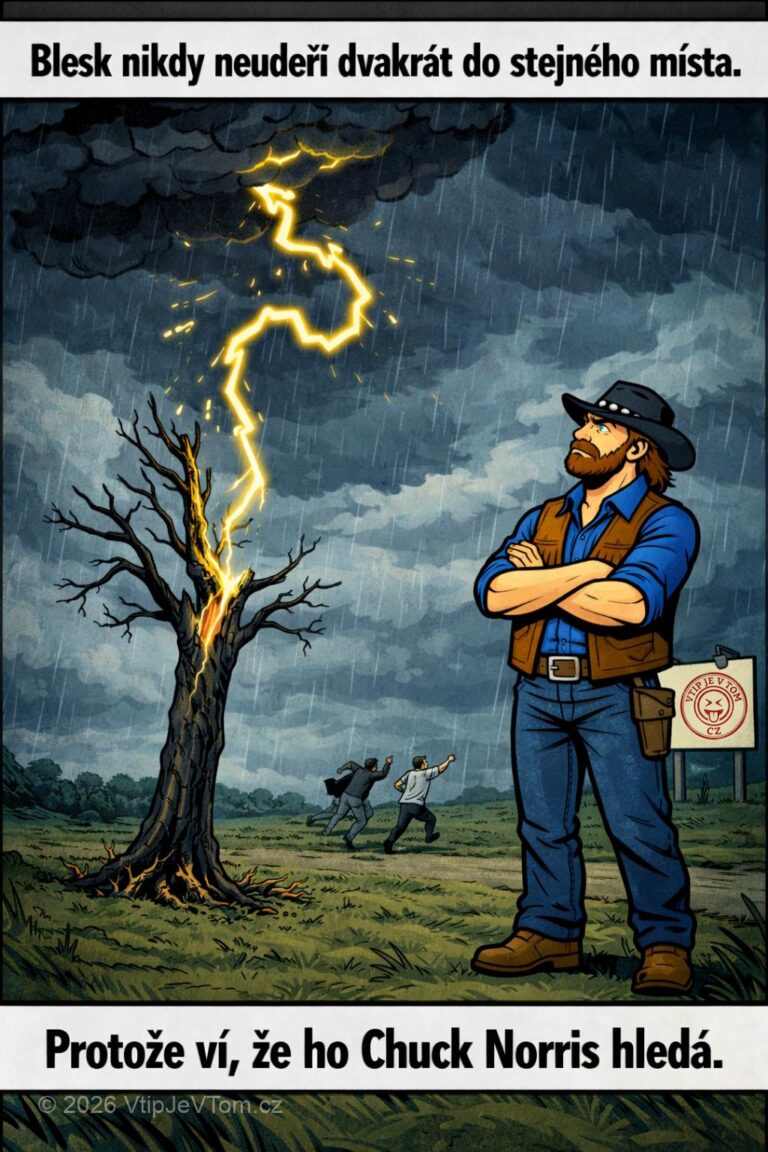 Chuck Norris a blesk - Blesk nikdy neudeří dvakrát do stejného místa, protože ví, že...