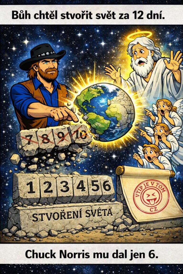 Chuck Norris a plán stvoření světa Chuck Norris a plán stvoření světa - Bůh chtěl stvořit svět za 12 dní… Chuck Norris mu...