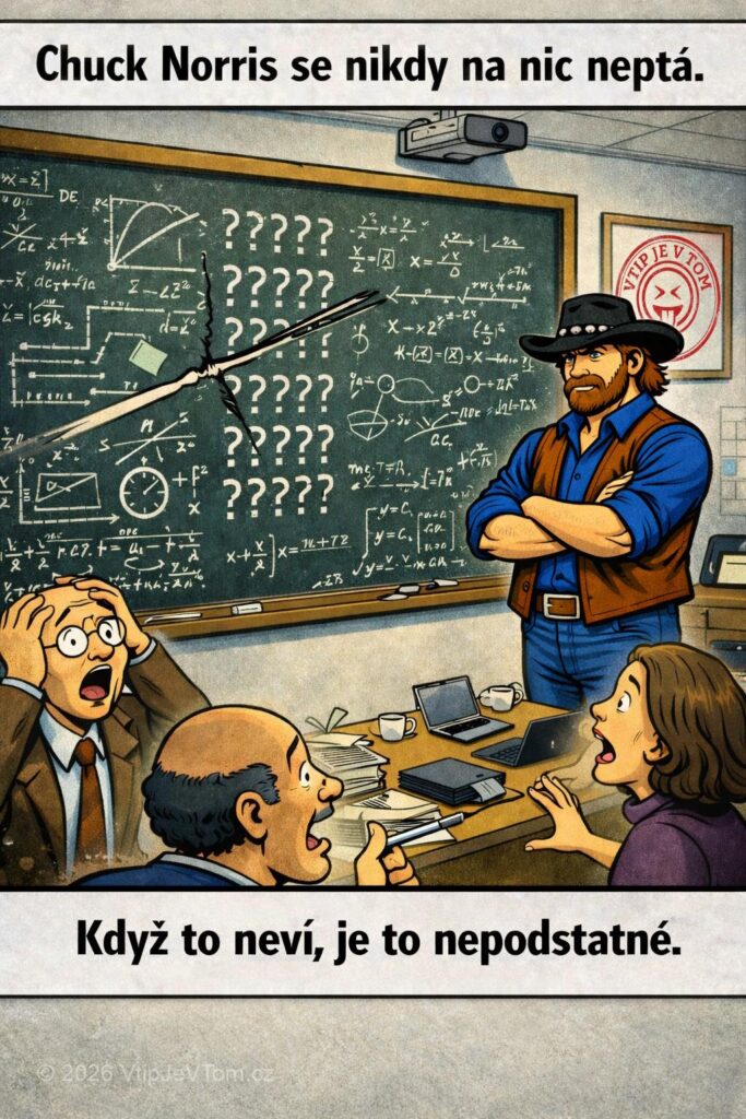 Chuck Norris se neptá Chuck Norris se neptá - Chuck Norris se nikdy na nic neptá. Pokud něco neví,...