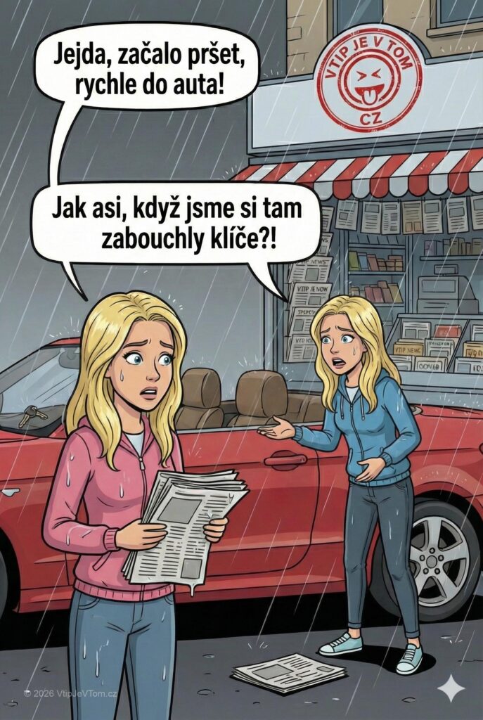 Dvě blondýnky si zajedou pro noviny - Dvě blondýnky v kabrioletu si zajedou pro noviny. Najednou jedna...