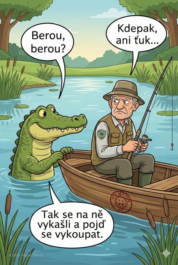 Krokodýl a rybář Krokodýl a rybář - Vykoukne krokodýl z vody na rybáře a ptá se ho:...