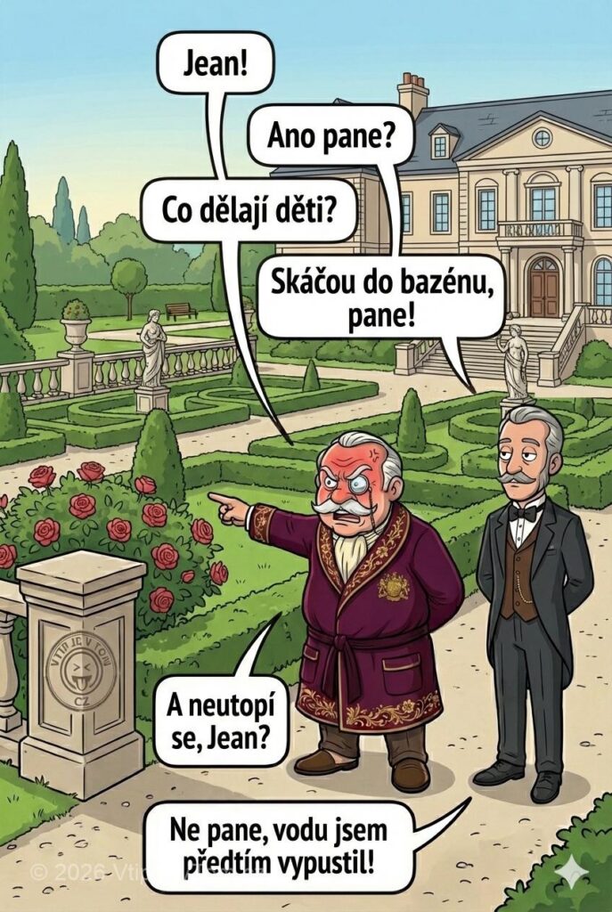 Lord Magnus a děti v bazénu Lord Magnus a děti v bazénu - Lord Magnus: Jean!Jean: Ano pane?Lord Magnus: Co dělají děti?Jean: Skáčou...
