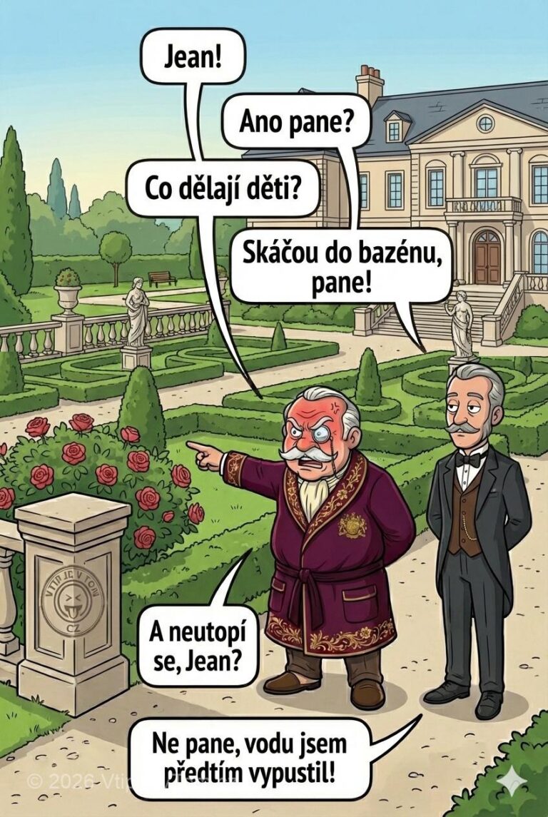 Lord Magnus a děti v bazénu Lord Magnus a děti v bazénu - Lord Magnus: Jean!Jean: Ano pane?Lord Magnus: Co dělají děti?Jean: Skáčou...