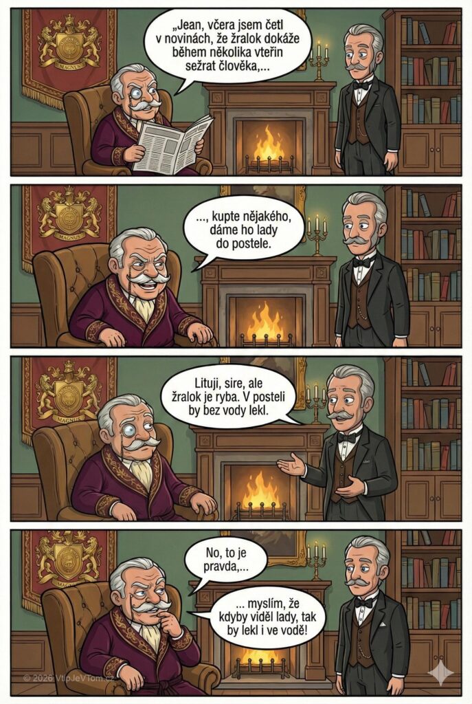 Lord Magnus a žralok pro Lady - Lord Magnus: „Jean, včera jsem četl v novinách, že žralok...