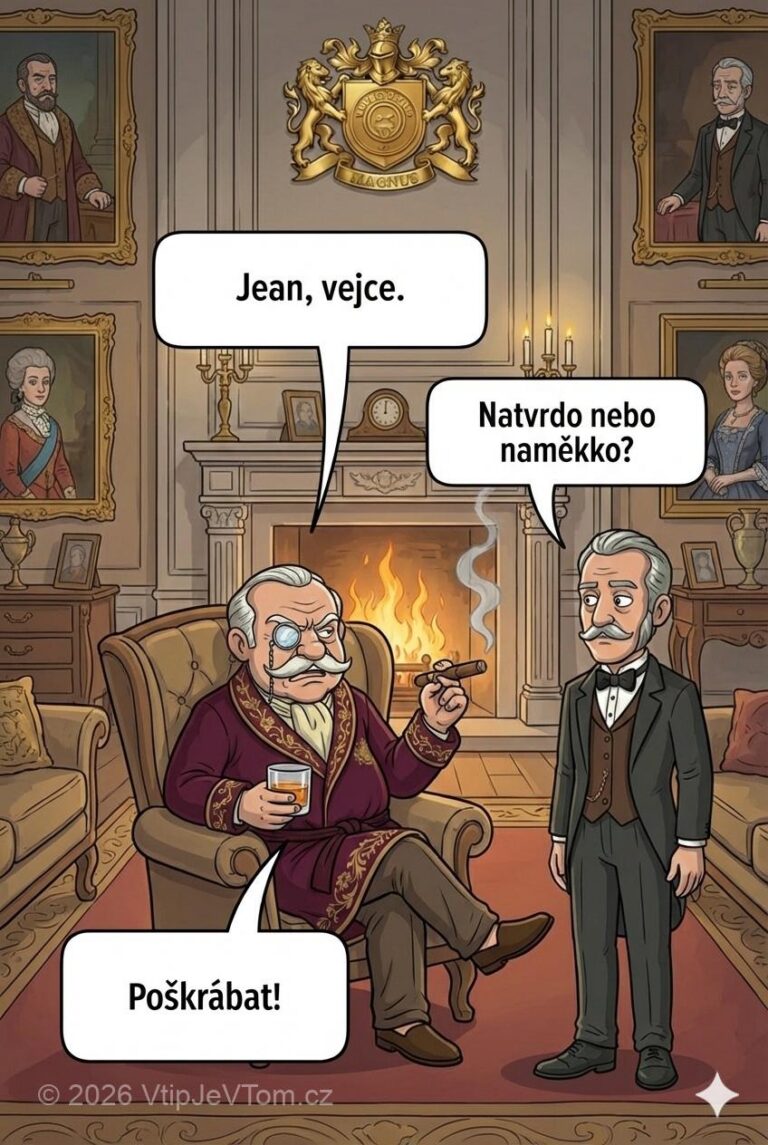 Lord Magnus chce vejce - Lord Magnus: "Jean, vejce." Jean: "Natvrdo nebo naměkko?" Lord Magnus:...