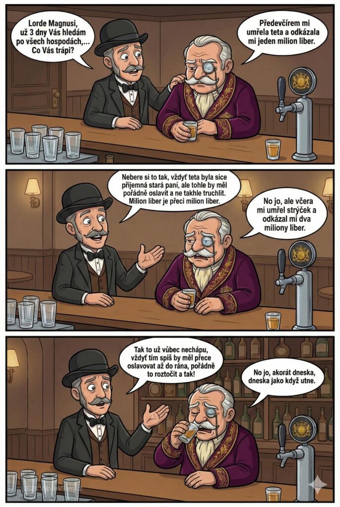 Lorde Magnus má blbý den Lorde Magnus má blbý den - Sedí lord Magnus v baru a hází do sebe jednoho...