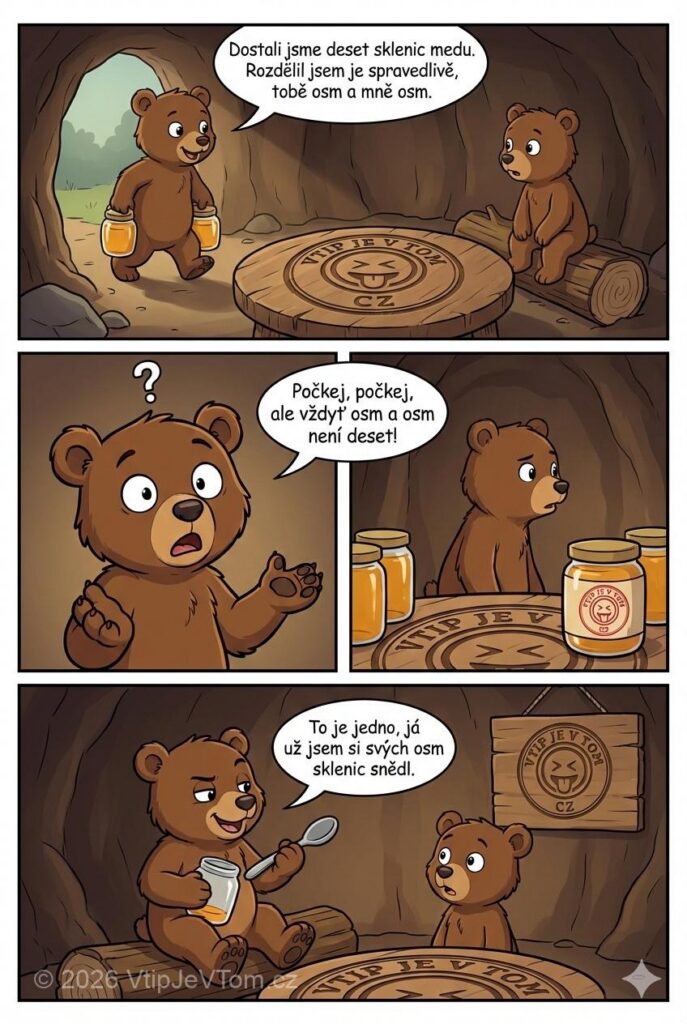 Med pro medvíďata - Přijde medvídek do brlohu a povídá bráškovi medvědovi: „Dostali jsme...