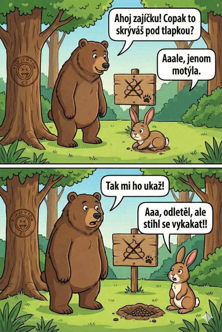 Medvěd zakázal dělat potřebu v lese Medvěd zakázal dělat potřebu v lese - Medvěd, který vlastnil les, dal pravidlo, že zvířátka v lese...