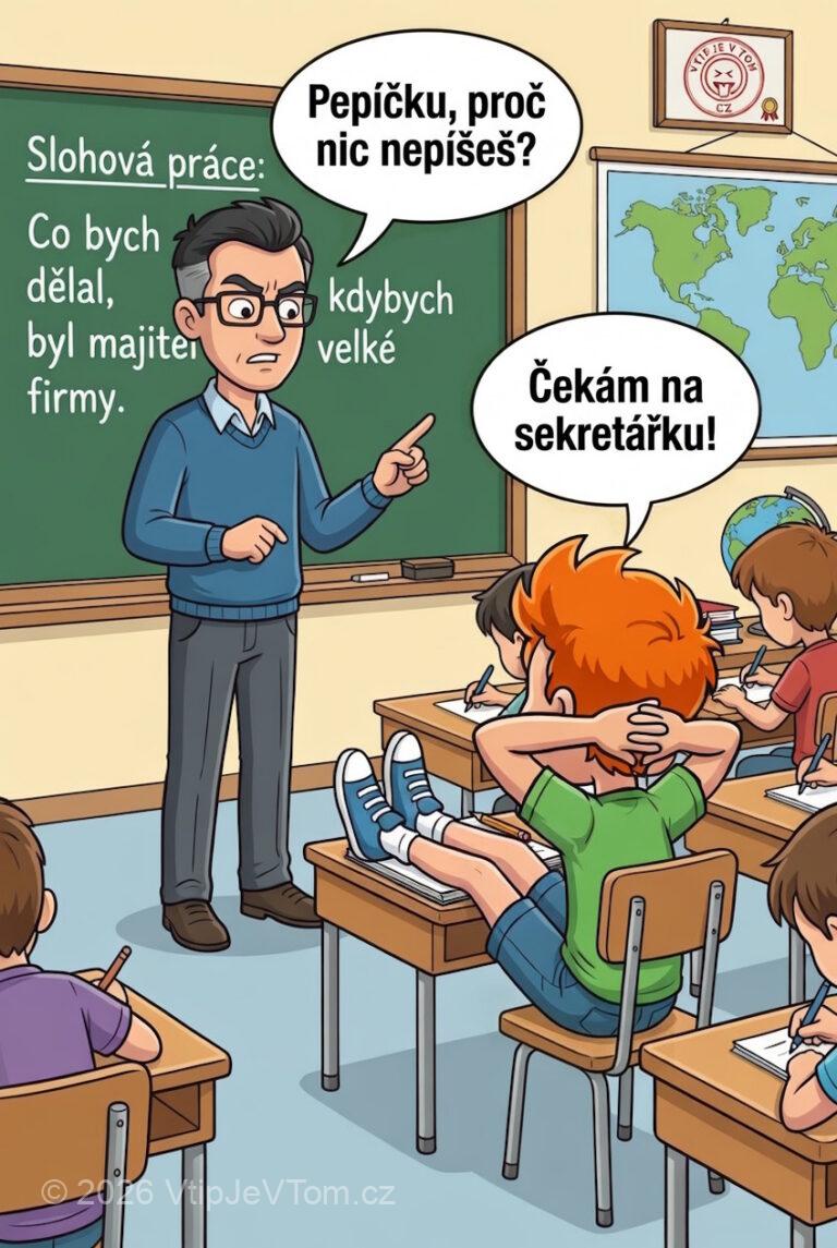 Pepíček a slohová práce Pepíček a slohová práce - Pan učitel zadává ve škole slohovou práci na téma: Co...