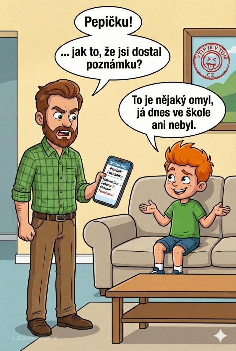 Pepíček dostal poznámku Pepíček dostal poznámku - „Pepíčku,” ptá se tatínek, „jak to, že jsi dostal poznámku?”Pepíček...